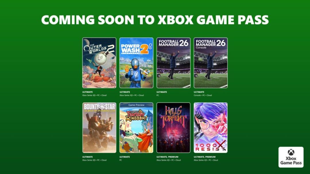 Xbox Game Pass October Wave 2 is wild: The Outer Worlds 2, PowerWash 2, Football Manager 26, and a mech farming sim. Yes, really